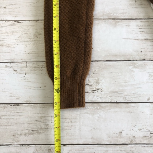 J.CREW Women Brown/White Crewneck Back Zip Pullover knit Shirt Tail Sweater Sz S - Picture 9 of 11